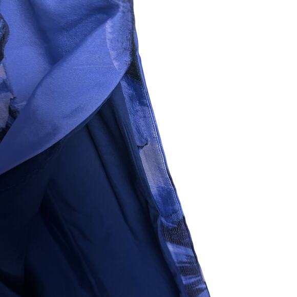 Kay Unger Octavia Blue Floral Print Organza Asymmetric Formal Formal Maxi Gown 6 - Picture 12 of 16